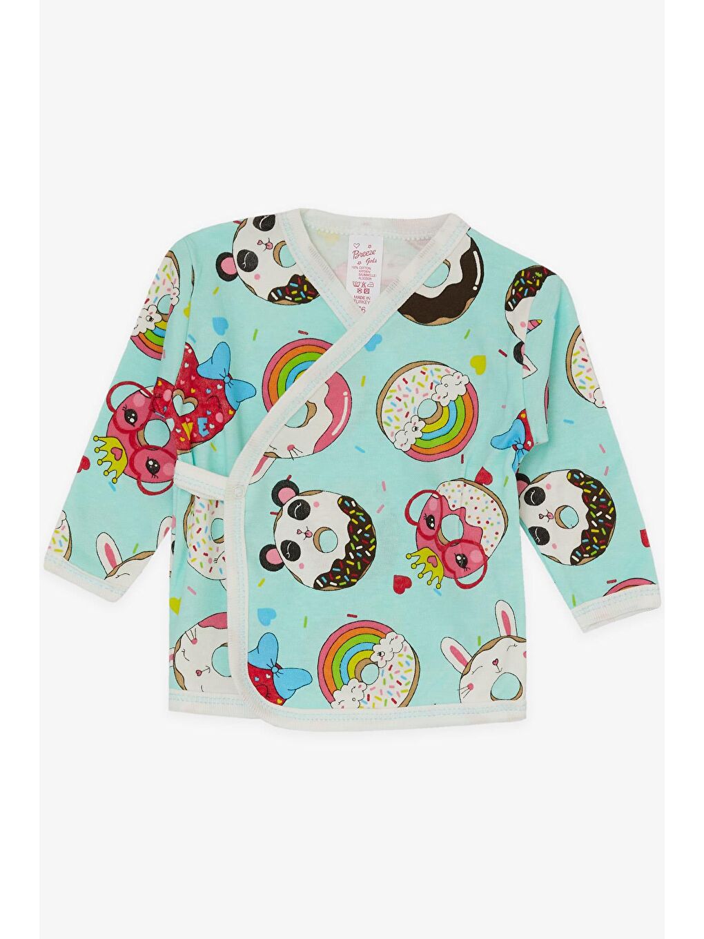 Turkuaz Kız Bebek Hastane Çıkışı 5 li Sevimli Donut Desenli Su Yeşili (0-3 Ay)-2