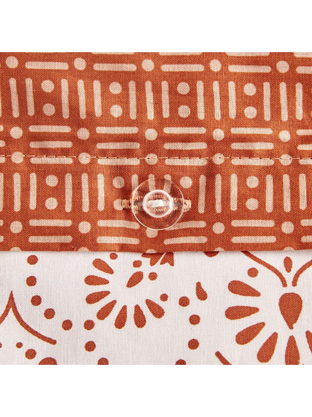 Kahverengi %100 Pamuk Ranforce Vibrant King Size Nevresim Seti Kiremit-4