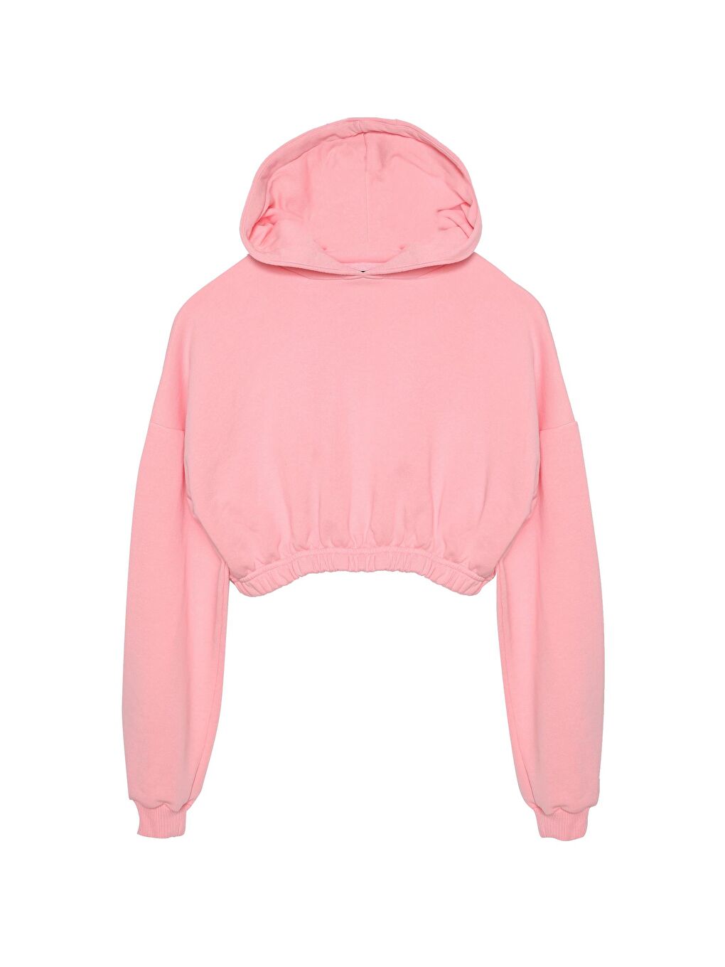 QUZU Pembe Kapüşonlu Crop Sweatshirt Pembe - 1