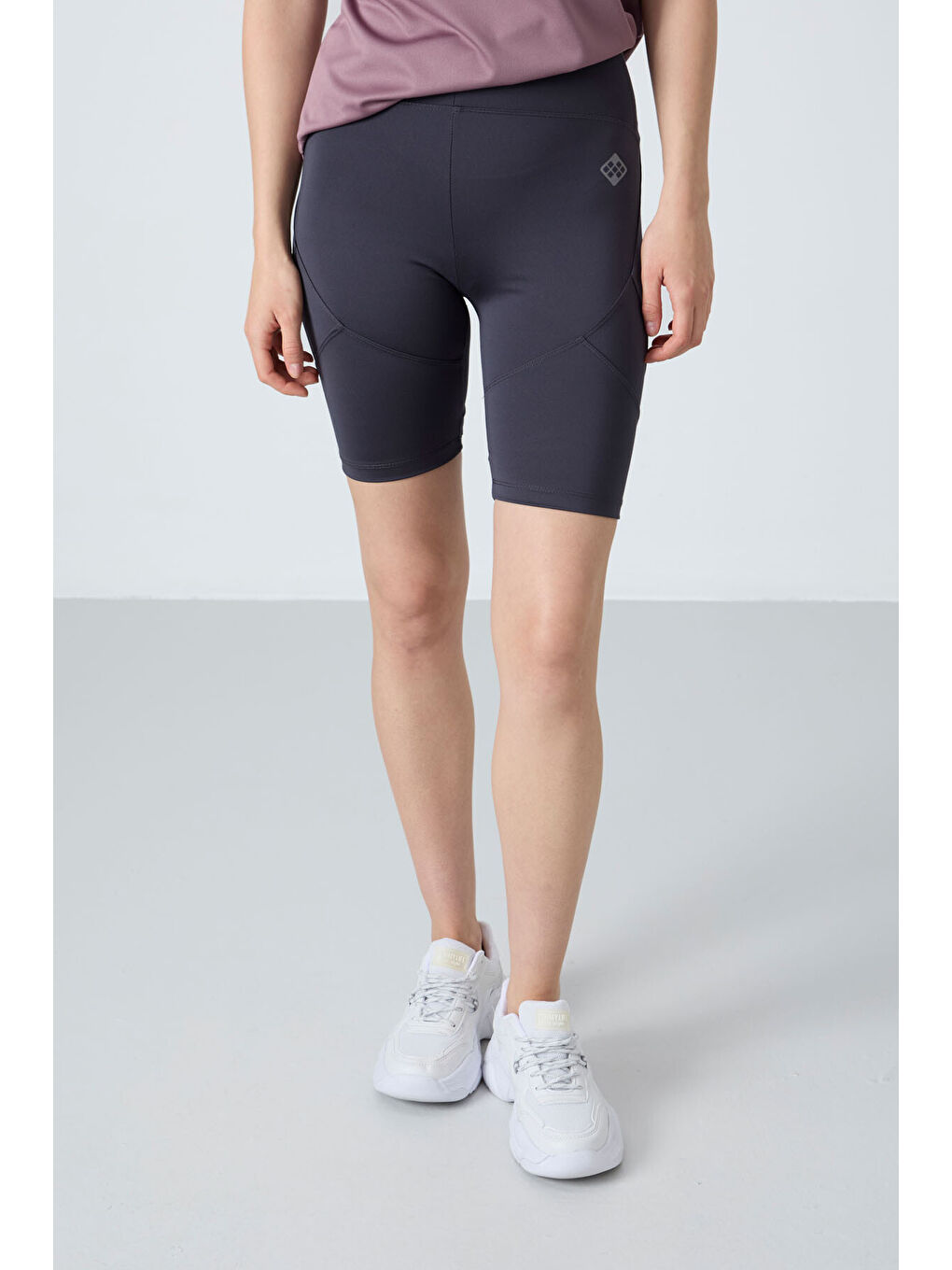 Antrasit Esnek Performans Kadın Biker Tayt - 91013-4