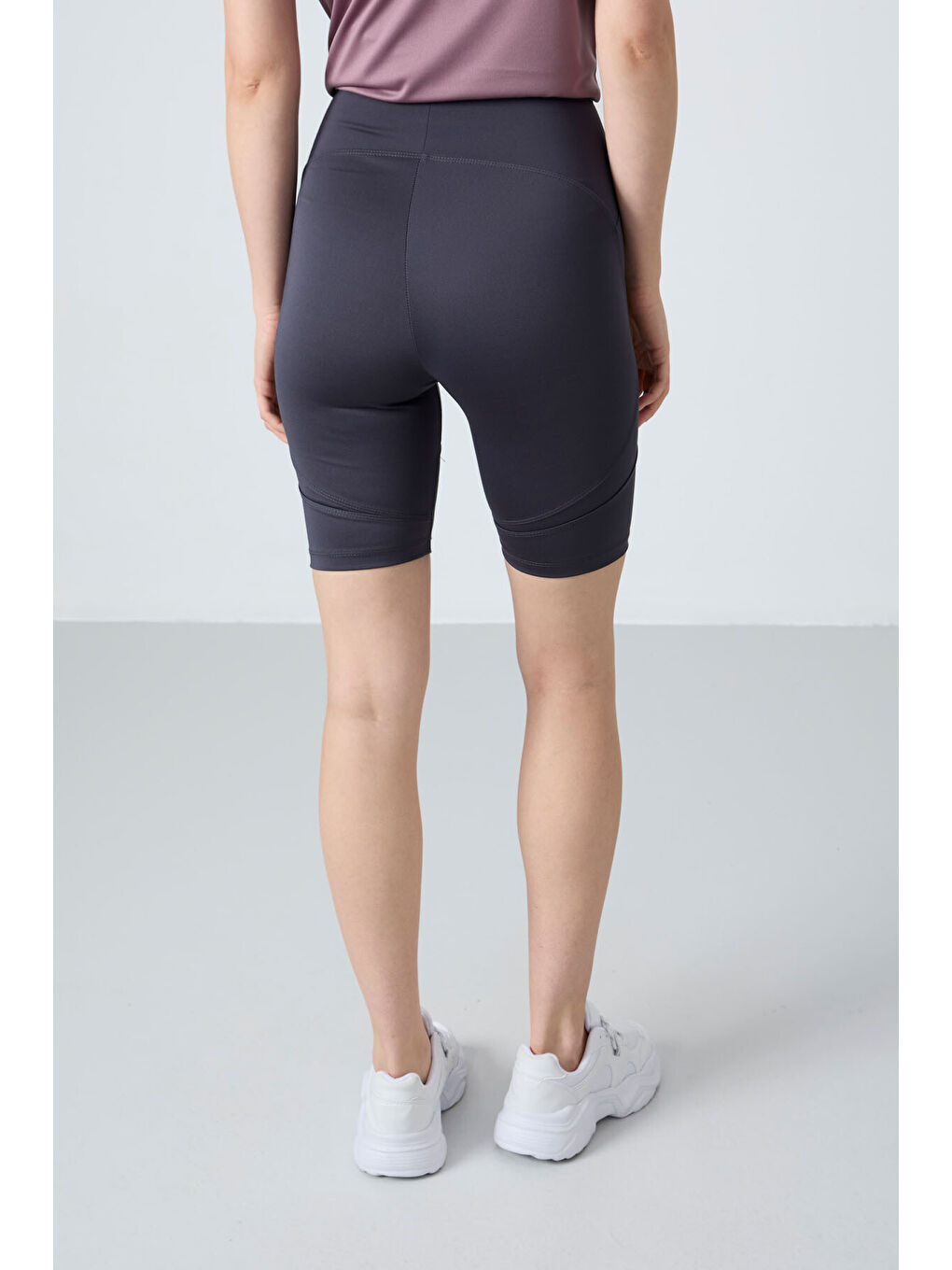 Antrasit Esnek Performans Kadın Biker Tayt - 91013-8