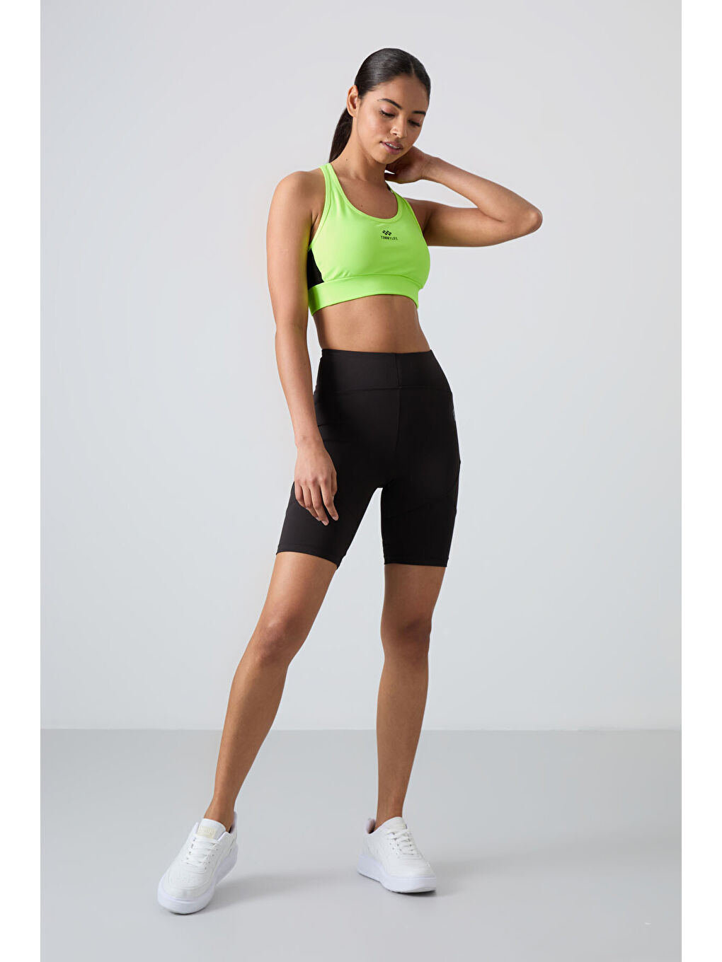 Siyah Esnek Performans Kadın Biker Tayt - 91013