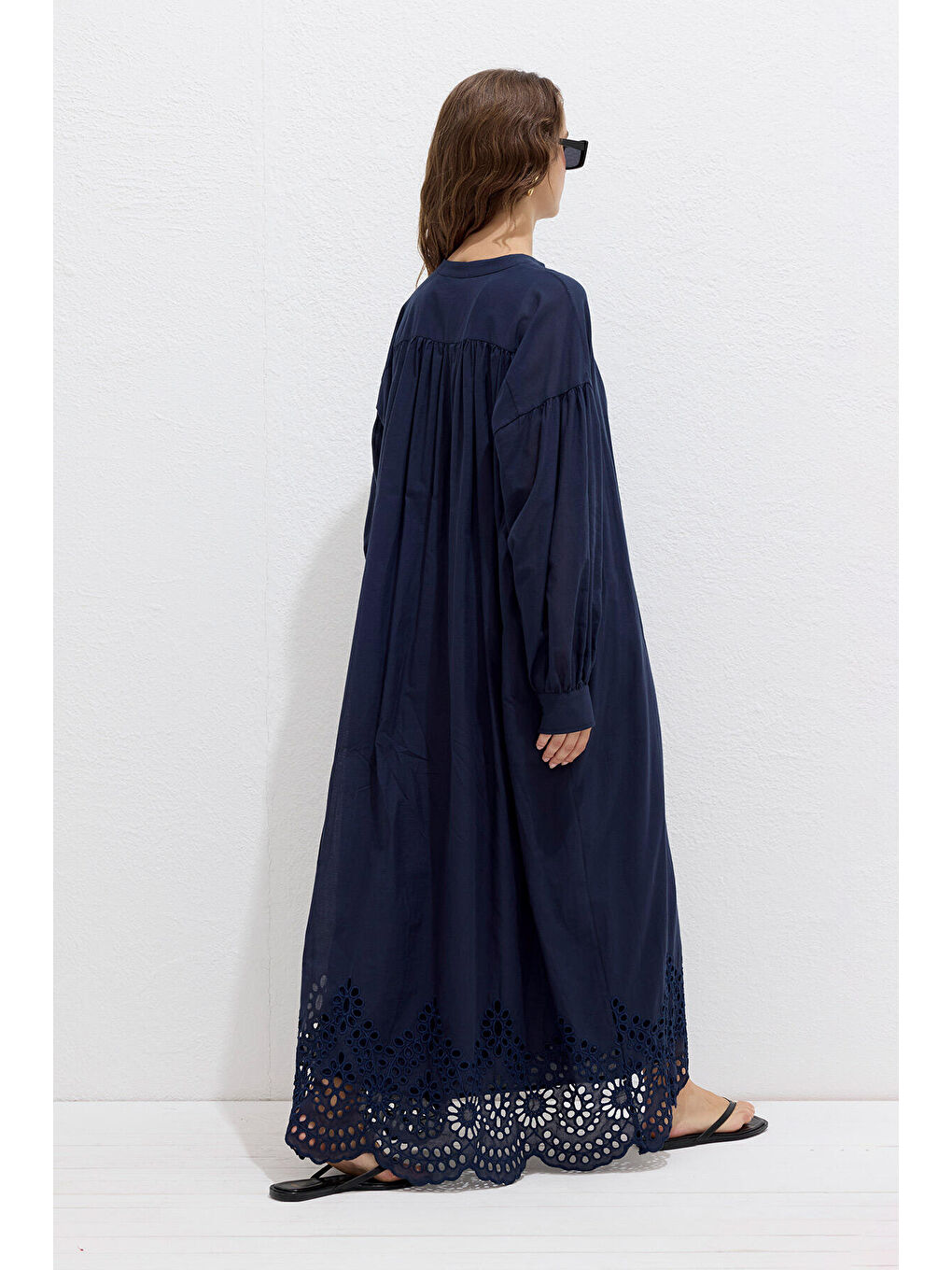Brode Nakışlı Elbise Lacivert-4