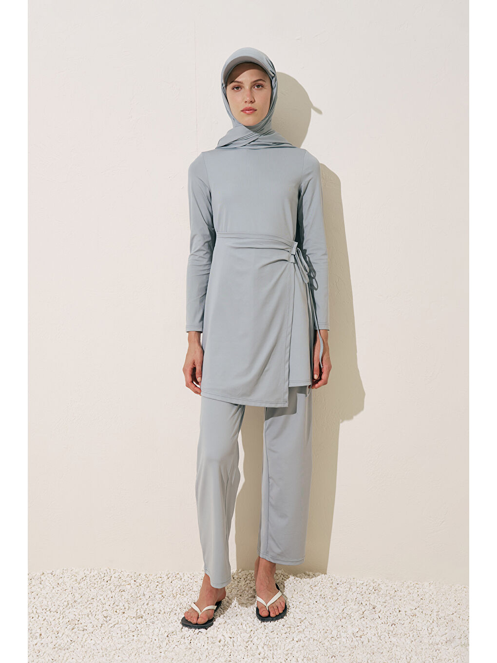 Geniş Uzun Paça Mayo Pantolon Mavi-1