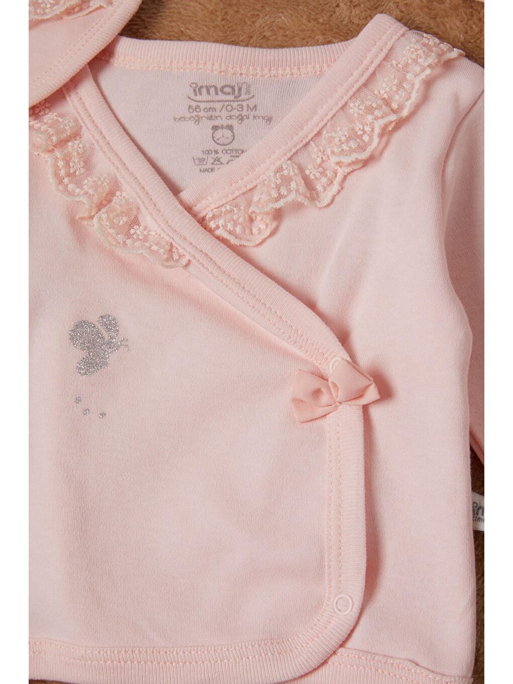 Kelebek Baskılı Pembe Kız Bebek 5'li Takım 16659-1