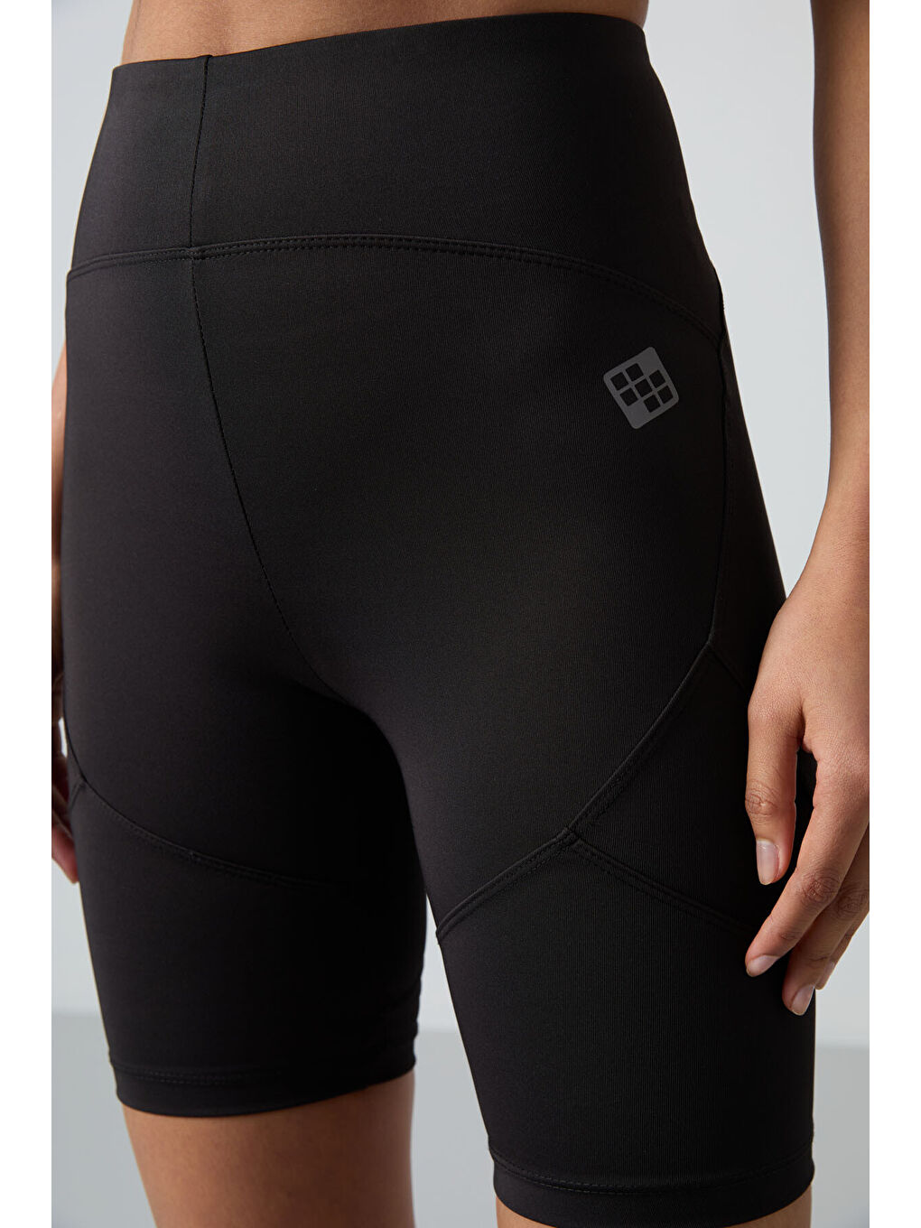 Siyah Esnek Performans Kadın Biker Tayt - 91013-6