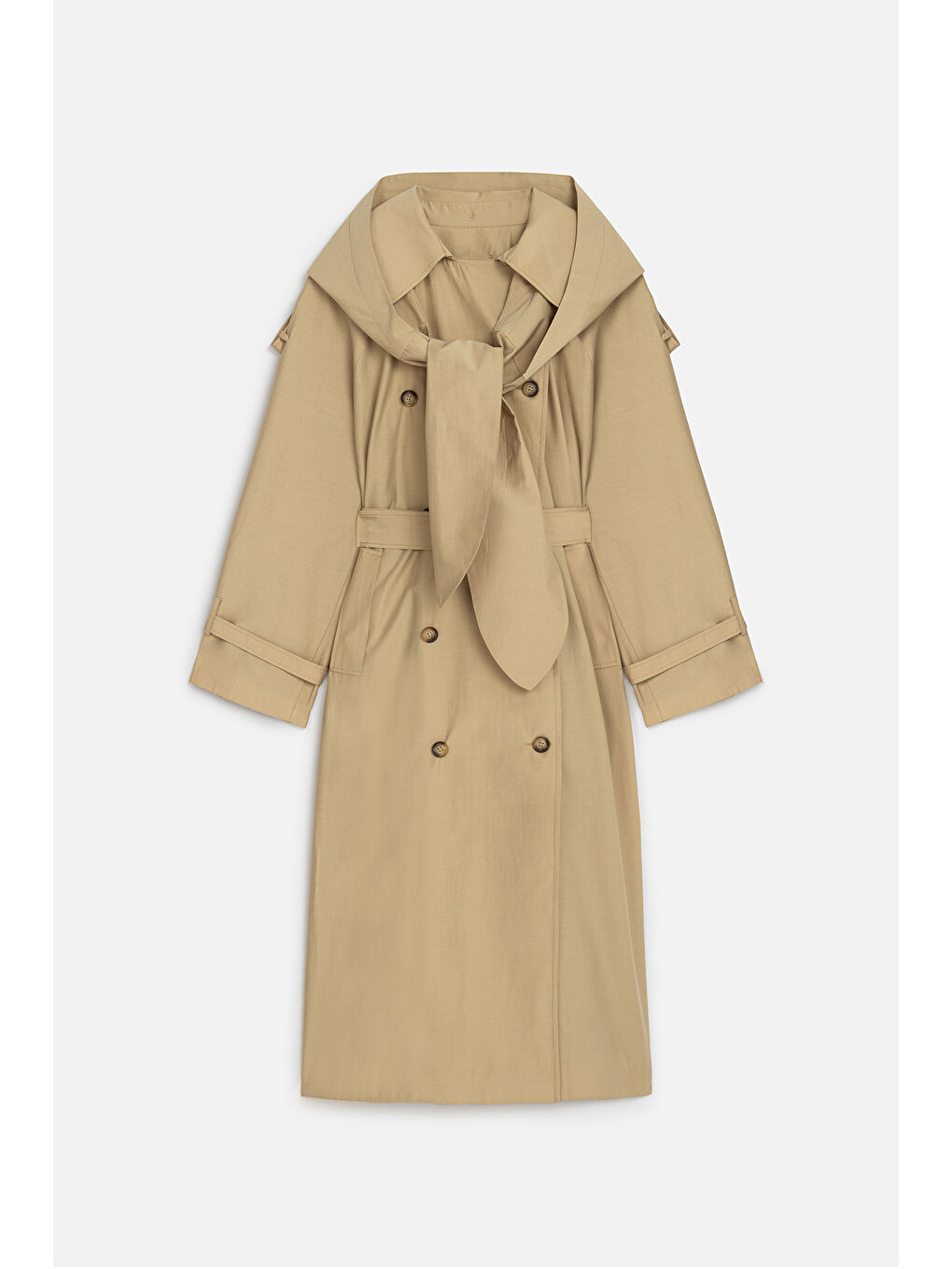 Kahverengi Tokyo Kapüşonlu Trençkot Camel-1