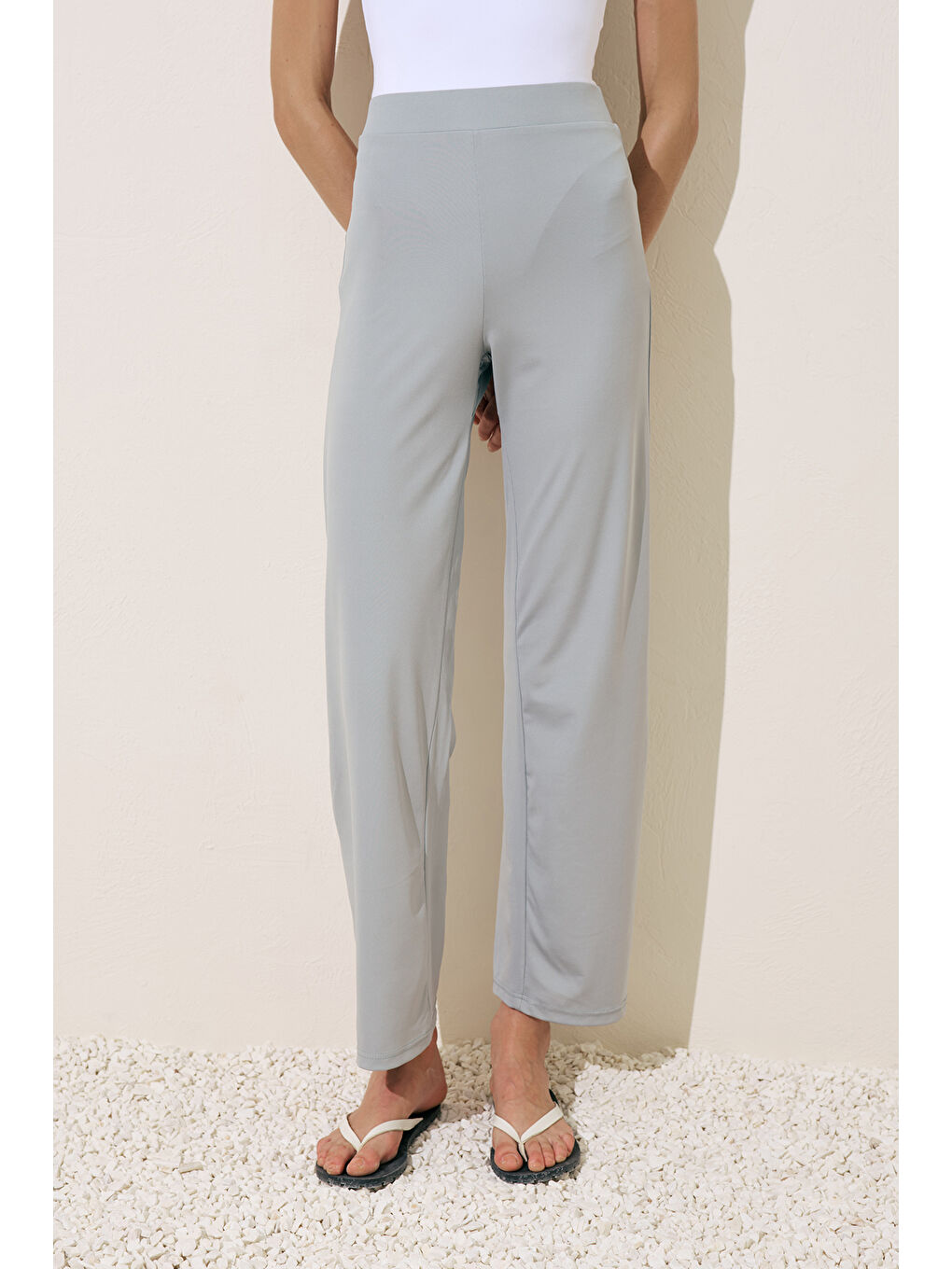 Geniş Uzun Paça Mayo Pantolon Mavi-2