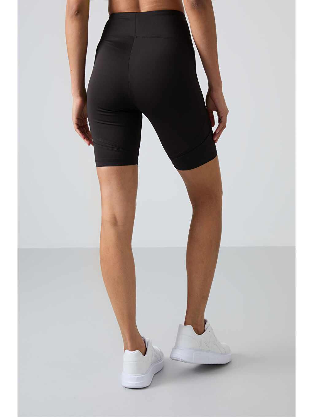 Siyah Esnek Performans Kadın Biker Tayt - 91013-8