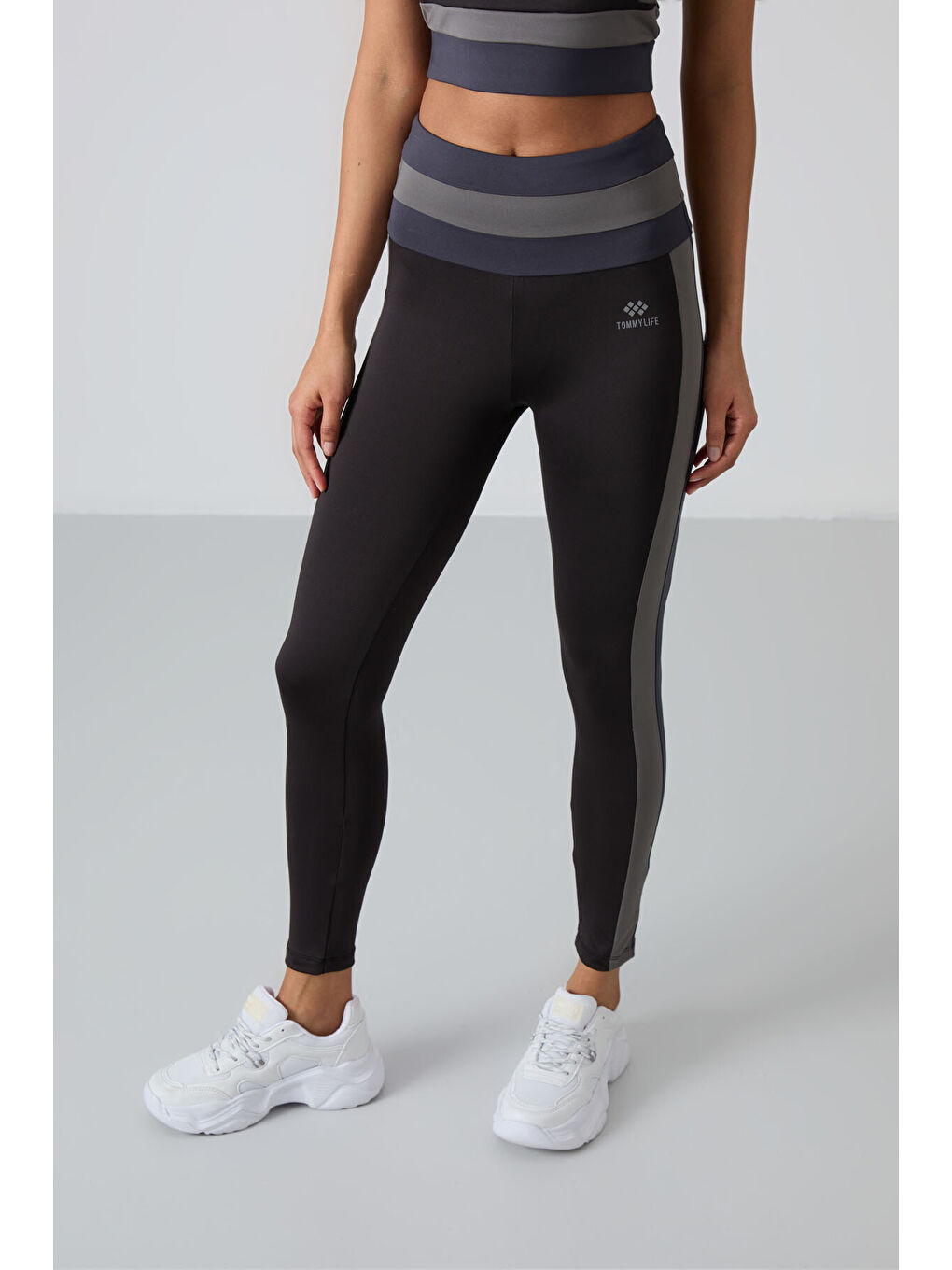 Siyah Polyester Esnek Standart Fit Performans Kadın Tayt Takım - 95335-2