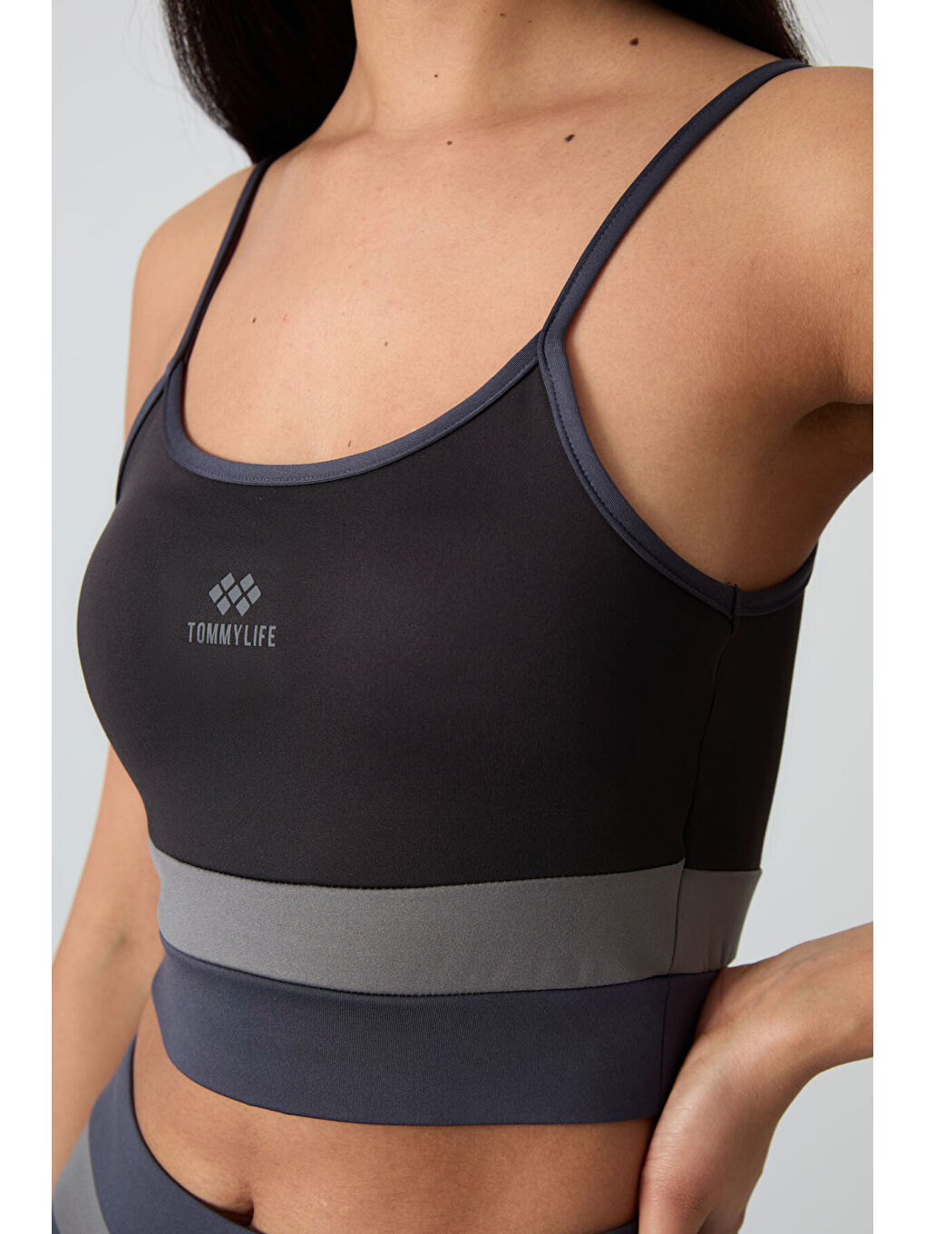 Siyah Polyester Esnek Standart Fit Performans Kadın Tayt Takım - 95335-6