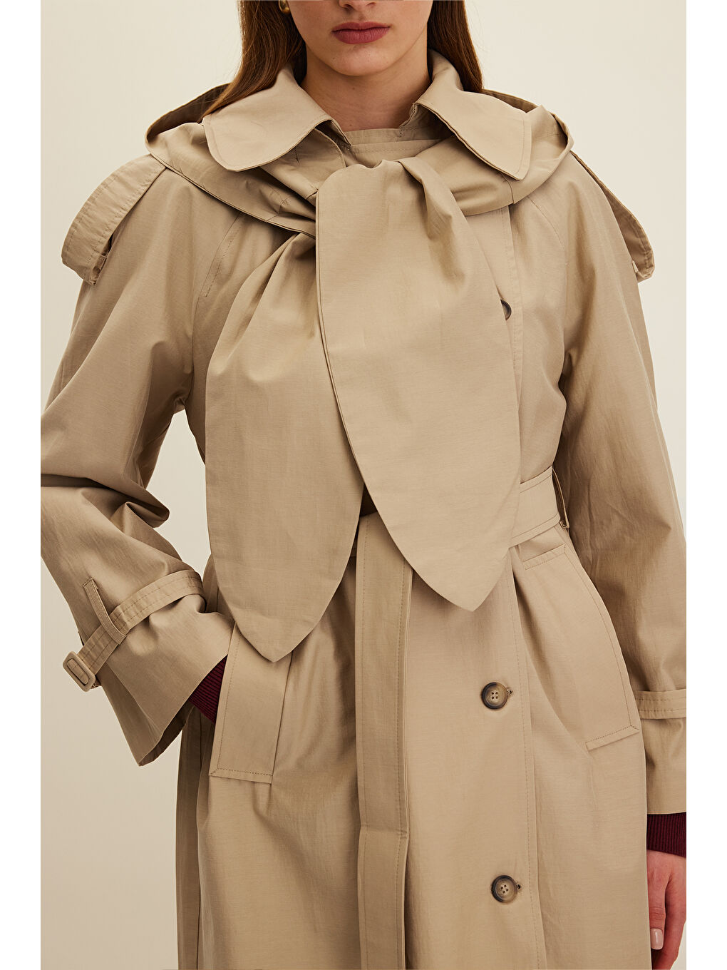 Kahverengi Tokyo Kapüşonlu Trençkot Camel-4