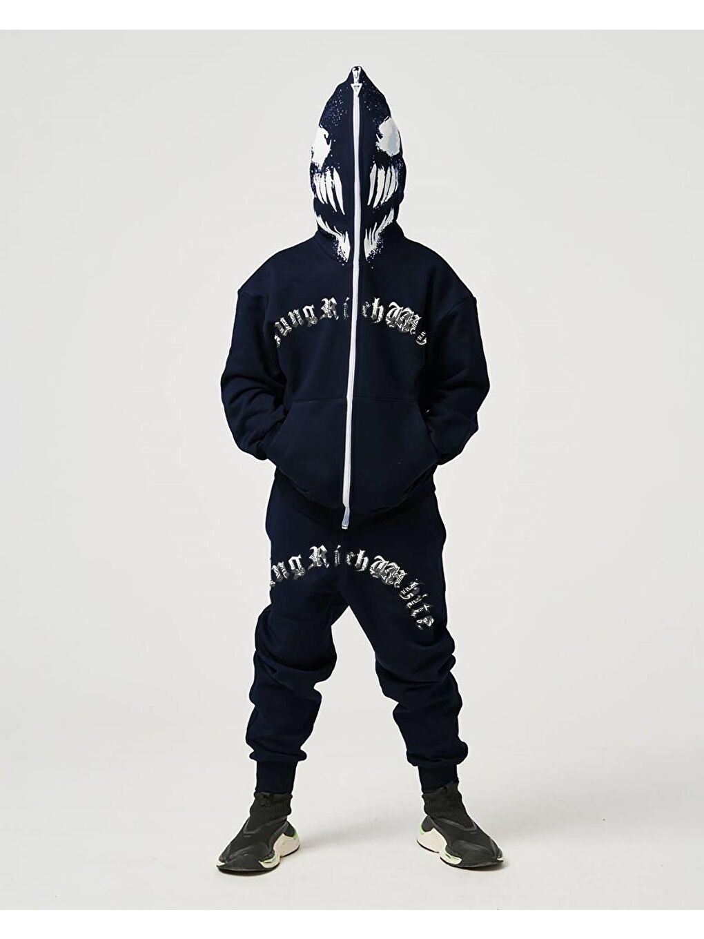 Lacivert Erkek Çocuk Fermuarlı Kalın Eşofman Takımı-1