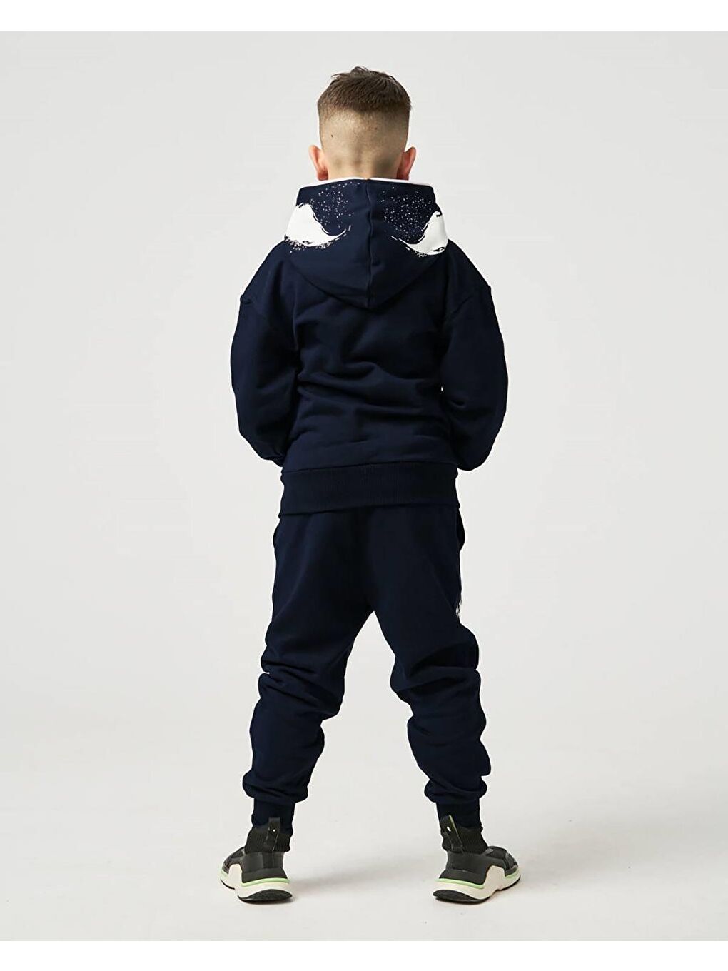 Lacivert Erkek Çocuk Fermuarlı Kalın Eşofman Takımı-4