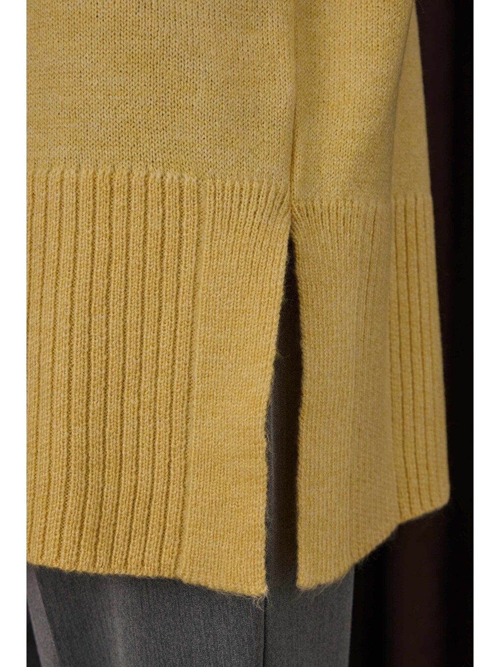 Balıkçı Yaka Basic Kazak Soft Sarı-4