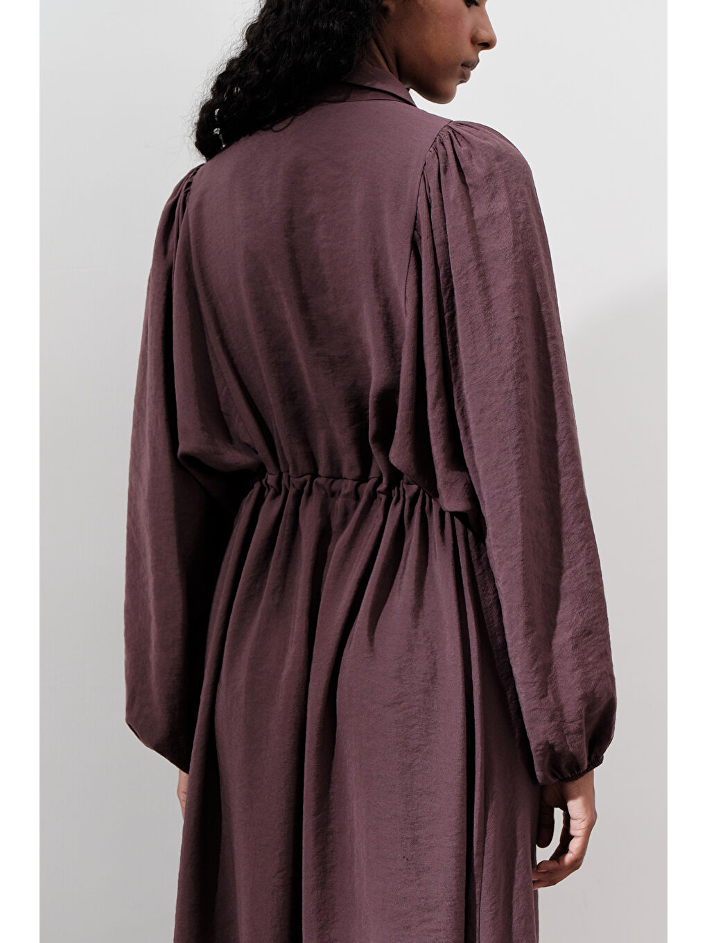 Lyocell Dökümlü Elbise Mor-4