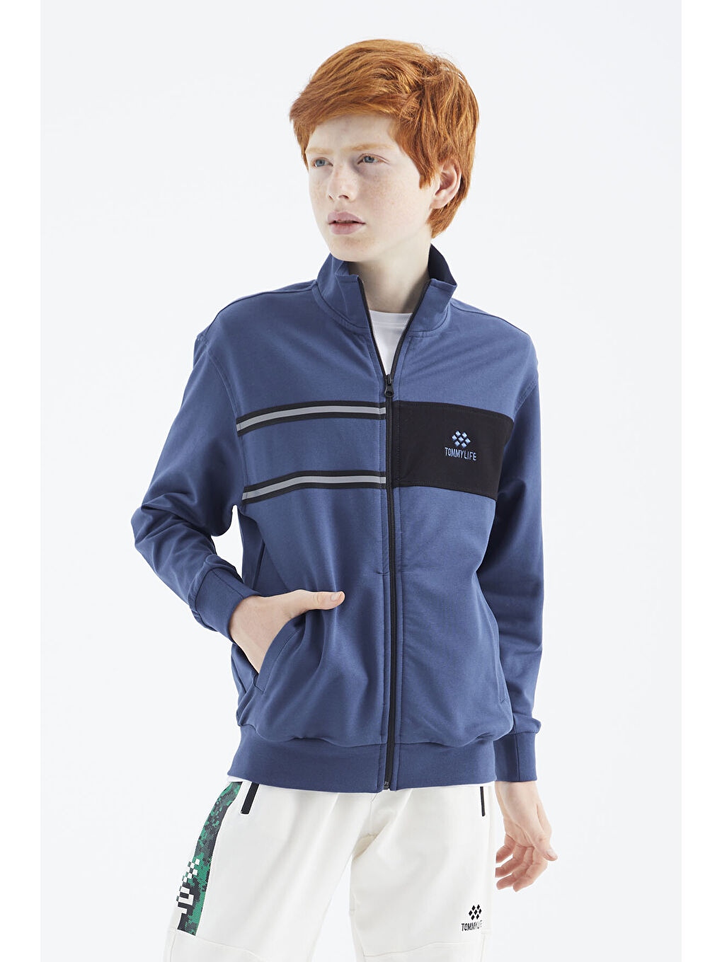 Mavi Parlament Dik Yaka Erkek Çocuk Sweatshirt - 11183-4