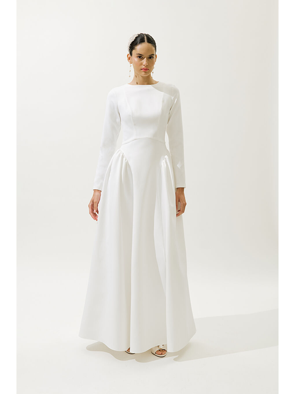 Lora Abiye Elbise Ekru-2