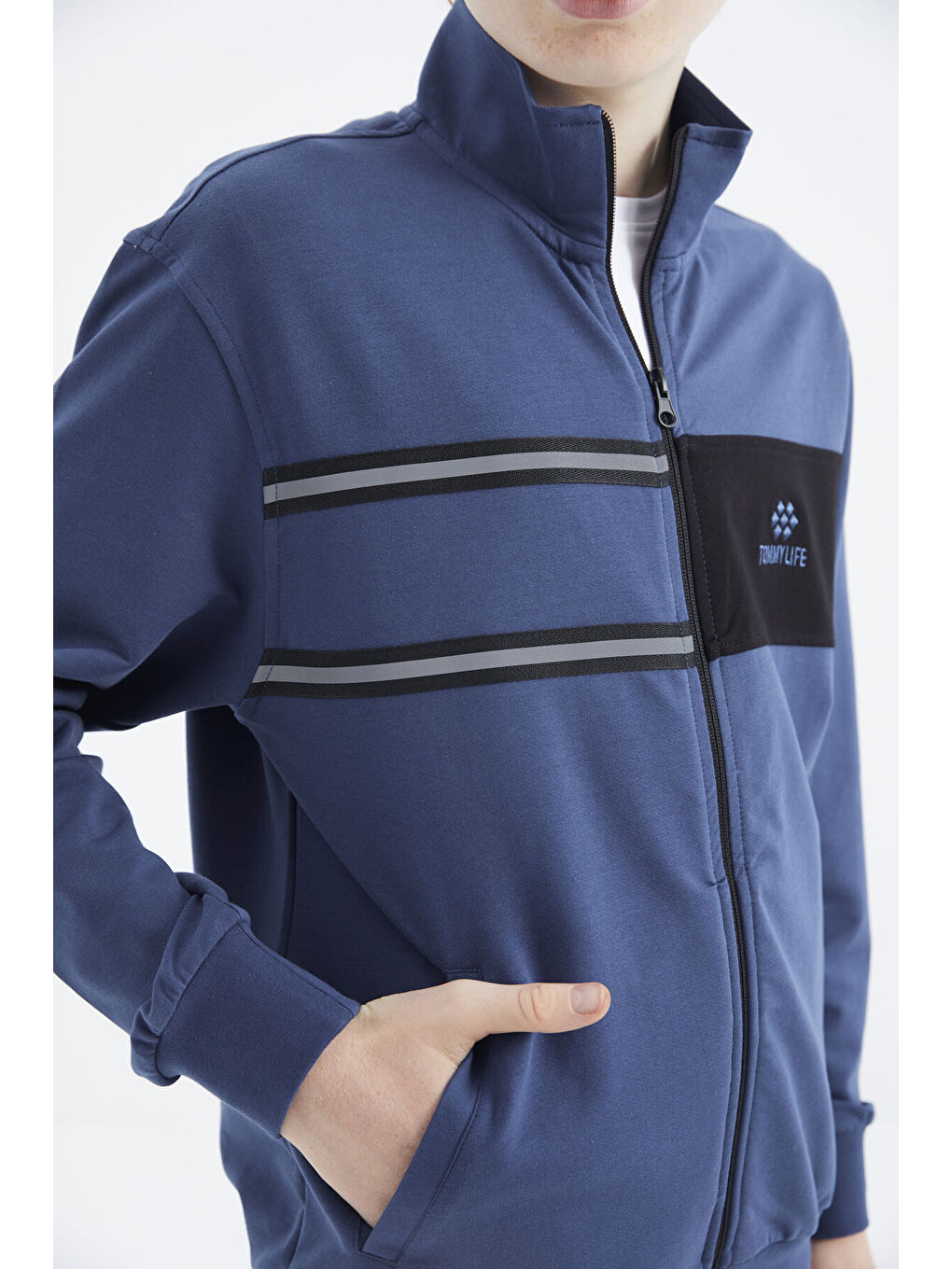 Mavi Parlament Dik Yaka Erkek Çocuk Sweatshirt - 11183-6