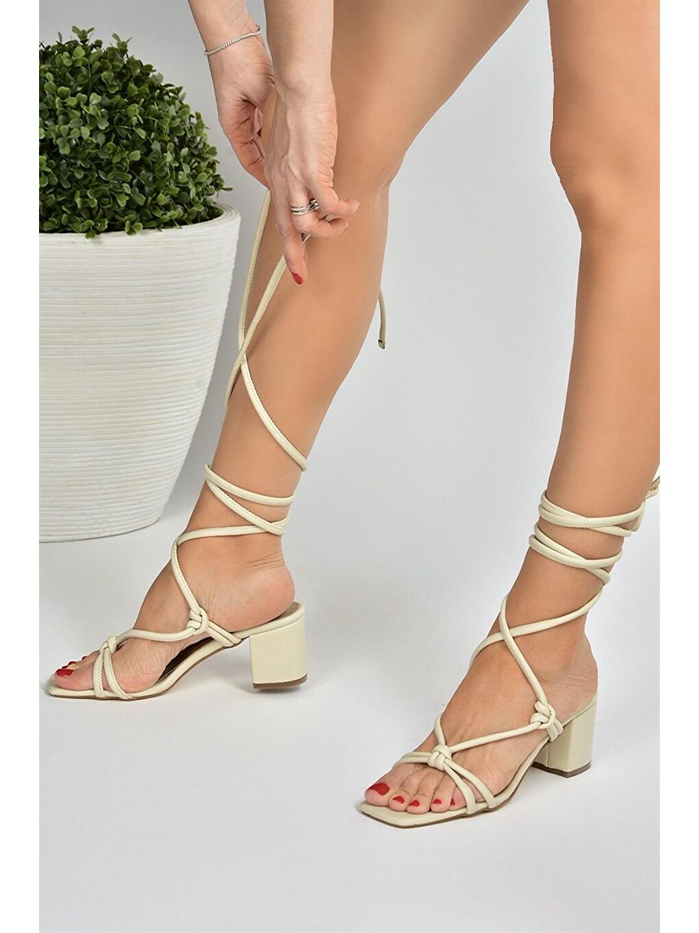 M4278314 Bej Kadın Topuklu Ayakkabı-2