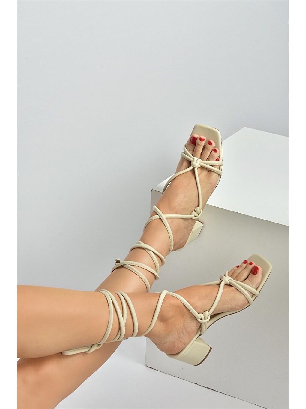 M4278314 Bej Kadın Topuklu Ayakkabı-4