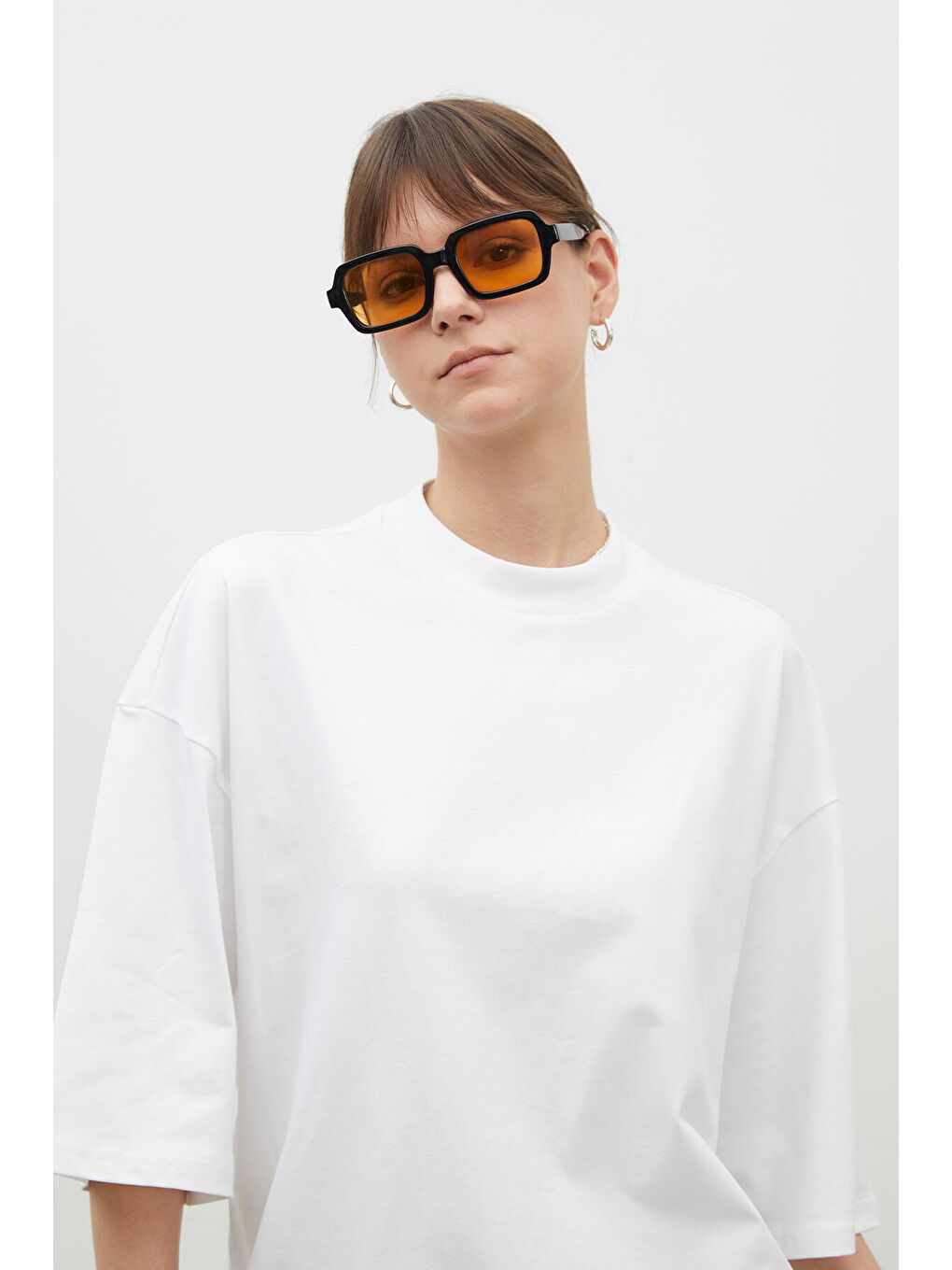 Oversize Pamuklu Kısa Kol Tshırt Beyaz-4