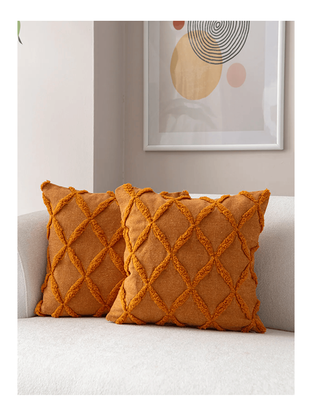 Kahverengi İkili Dekoratif Puantiye Keten Kumaşlı Kırlent Kılıfı 43x43