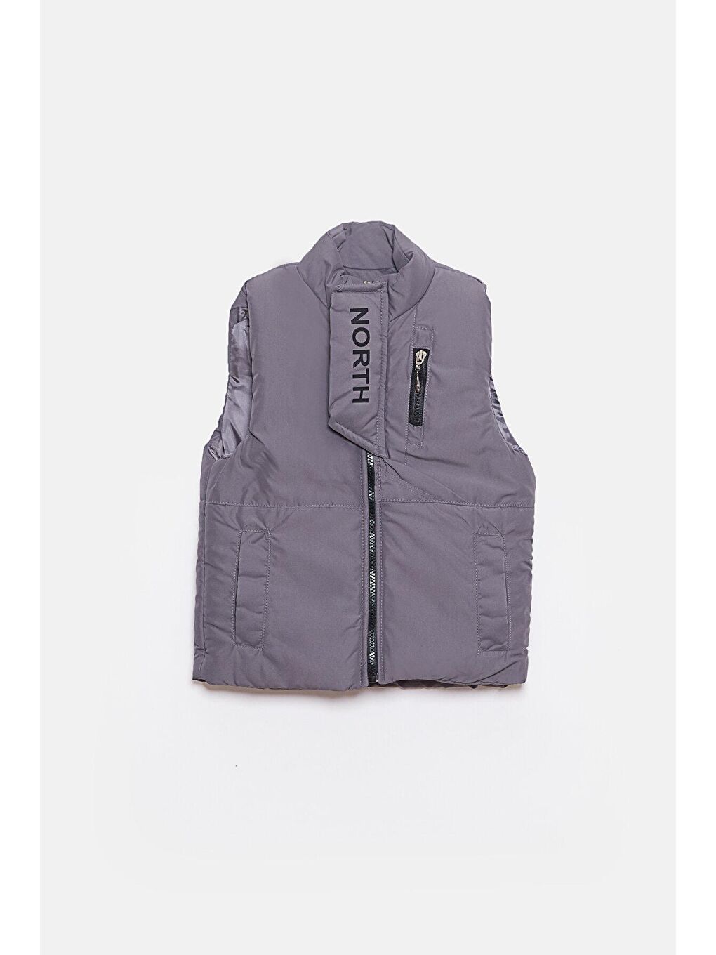 Antrasit Dik Yaka Basic Erkek Çocuk Şişme Yelek