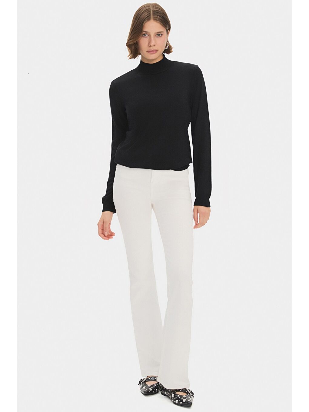 Siyah Yarım Balıkçı Yaka Kadın Triko Kazak-4