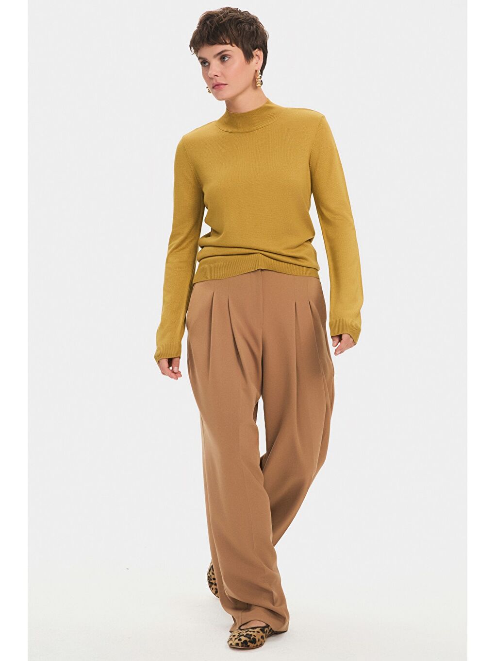 Yeşil Yarım Balıkçı Yaka Kadın Triko Kazak-1