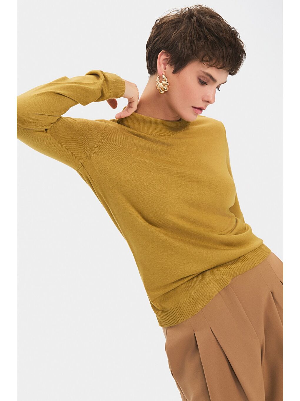 Yeşil Yarım Balıkçı Yaka Kadın Triko Kazak-3