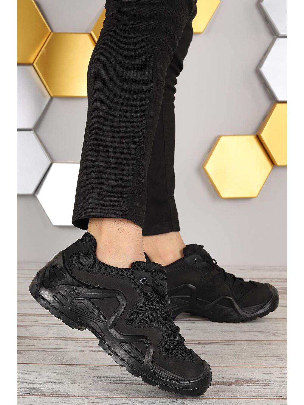 Siyah P1493 Meridyen Su Geçirmez Deri Erkek Spor Bot Ayakkabı