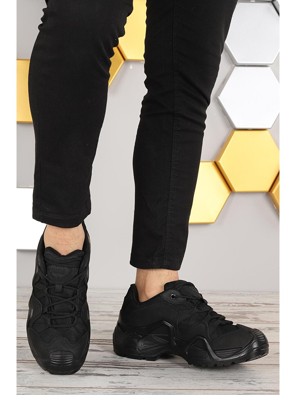 Siyah P1493 Meridyen Su Geçirmez Deri Erkek Spor Bot Ayakkabı-1