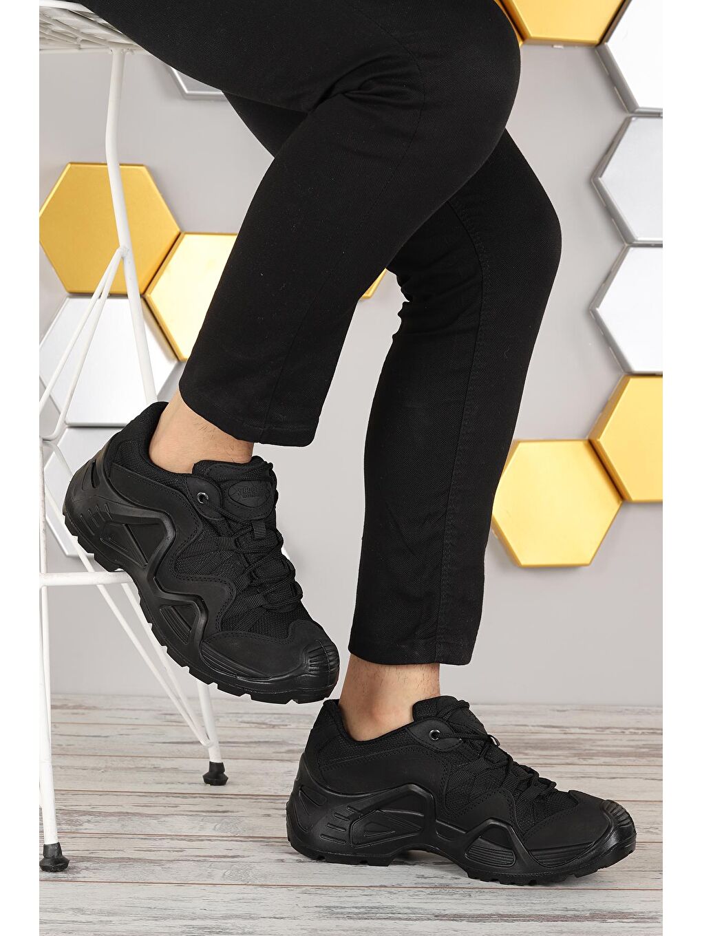 Siyah P1493 Meridyen Su Geçirmez Deri Erkek Spor Bot Ayakkabı-2