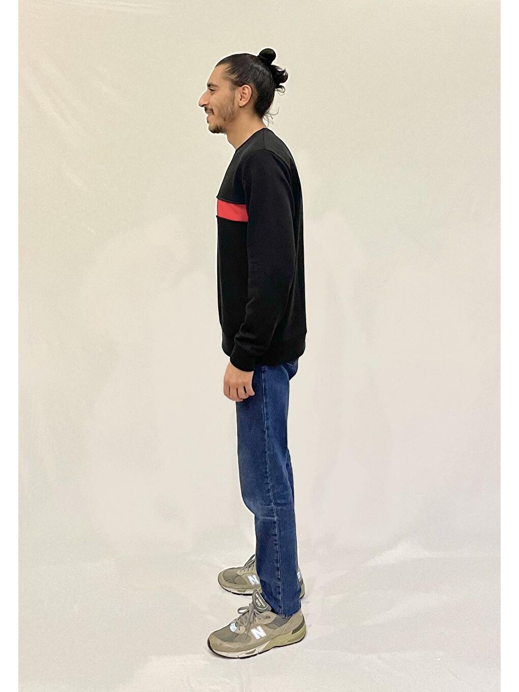 Süperlife Siyah Erkek Bisiklet Yaka Rahat Kalıp 3 iplik Kalın Garnili Sweatshirt SPR24SW35 - 1