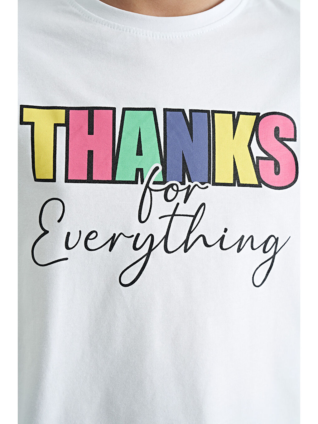 Beyaz - Açık Eflatun Yazı Baskılı Oversize Kız Çocuk Crop Tayt Takım - 75133-8