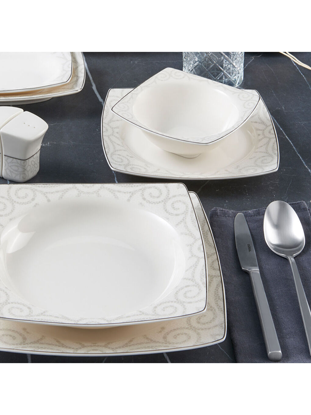 Karışık Caroline 54 Parça 12 Kişilik Yemek Takımı 6335-2