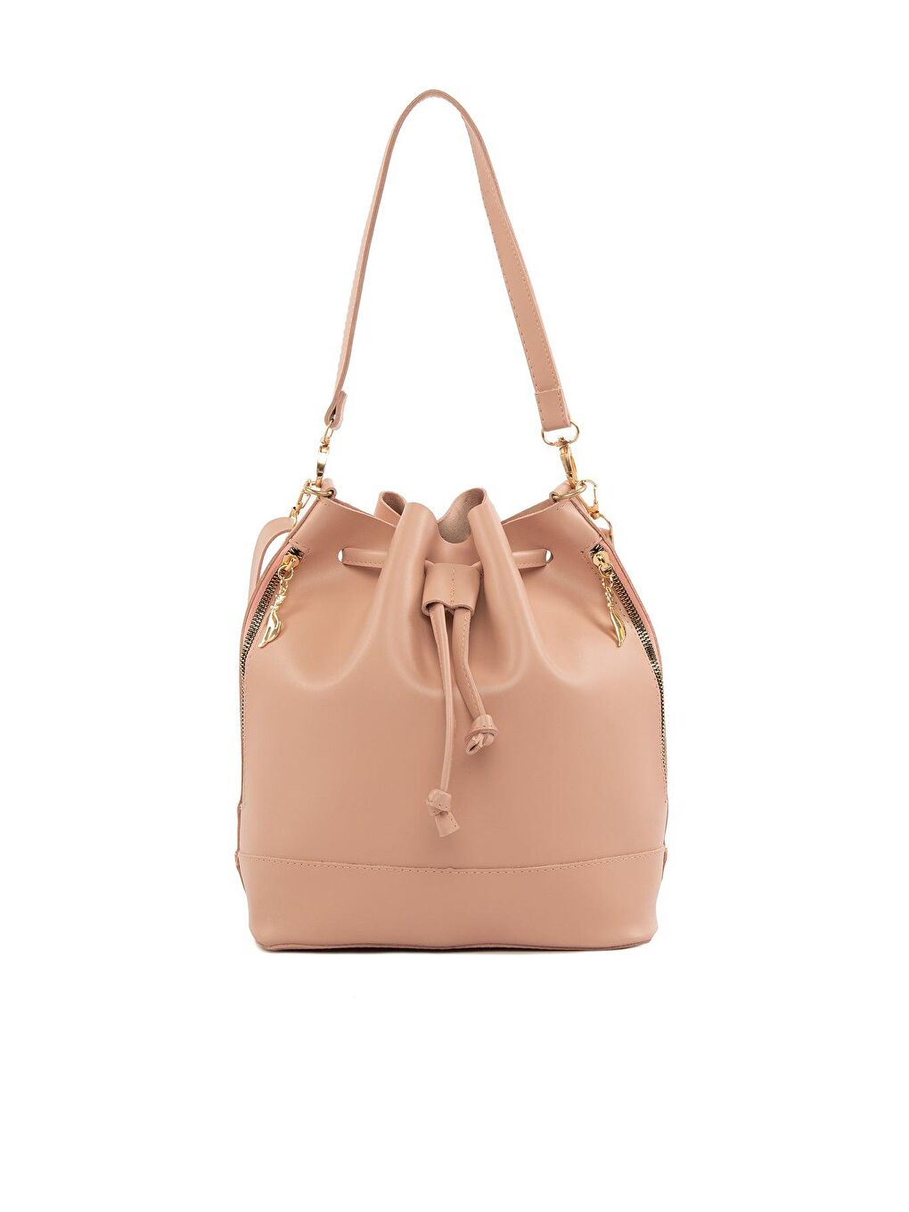 Pembe Şişe Dipli Büzgülü Fermuarlı Çanta