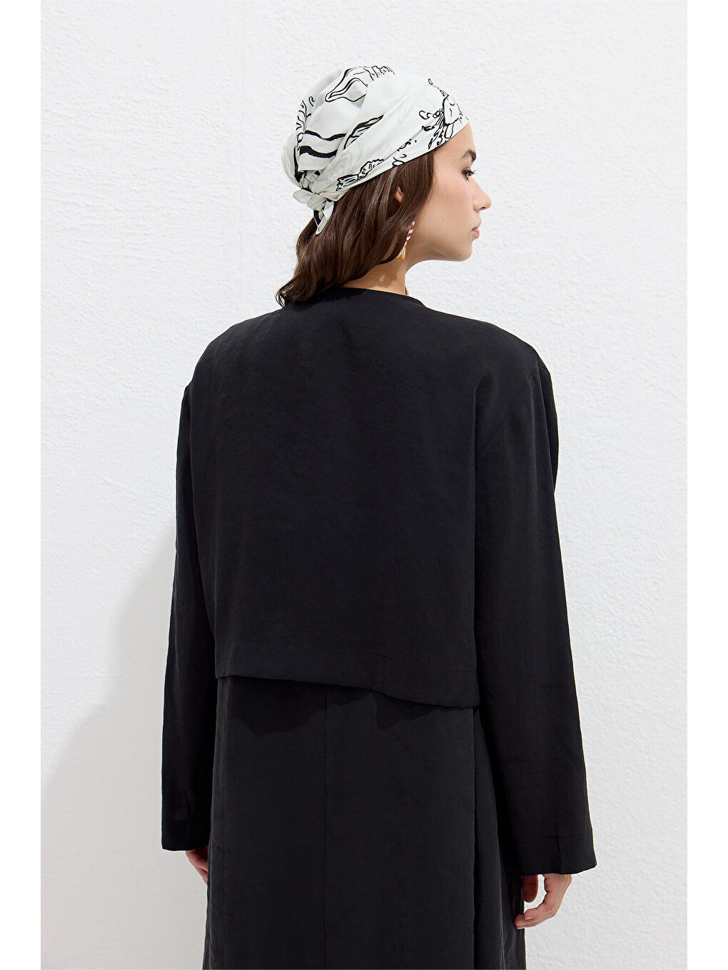 Modal Düğmeli Bluz Siyah-3