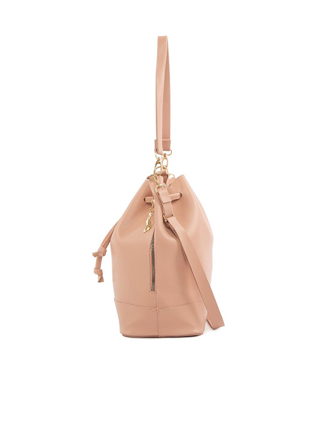 Pembe Şişe Dipli Büzgülü Fermuarlı Çanta-2