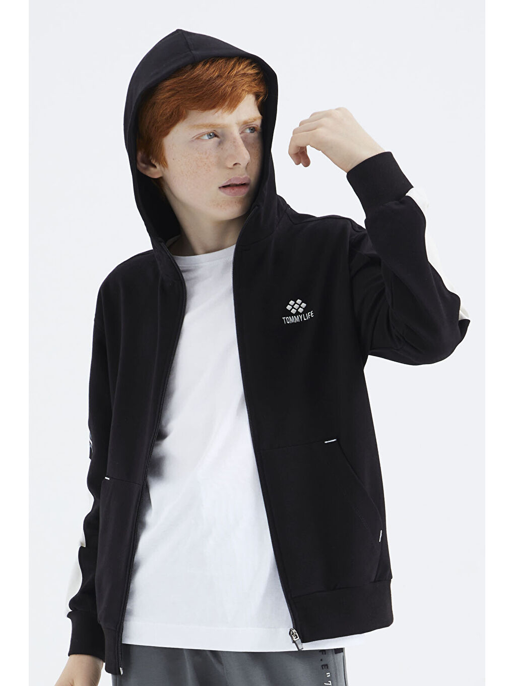 Siyah Fermuarlı Erkek Çocuk Sweatshirt - 11180