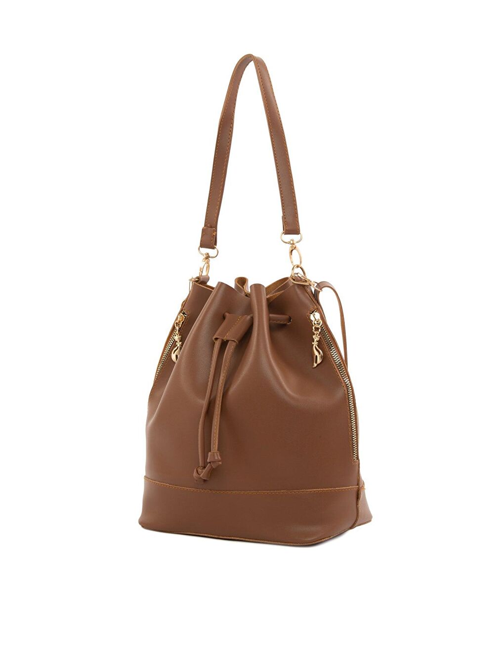 Kahverengi Şişe Dipli Büzgülü Fermuarlı Çanta-1