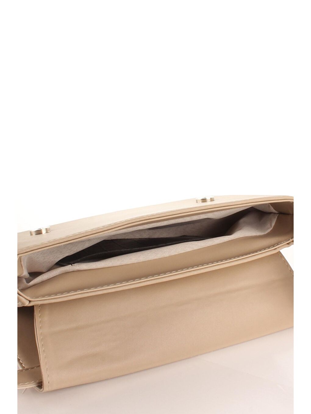 Bej Kadın Kapaklı Kalıp Baget Çanta (10421)-1