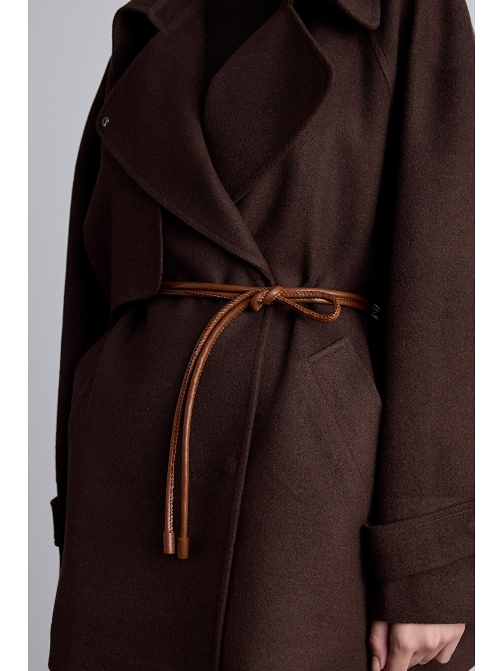 Kahverengi Bağlamalı Kordon Deri Kemer Camel-2