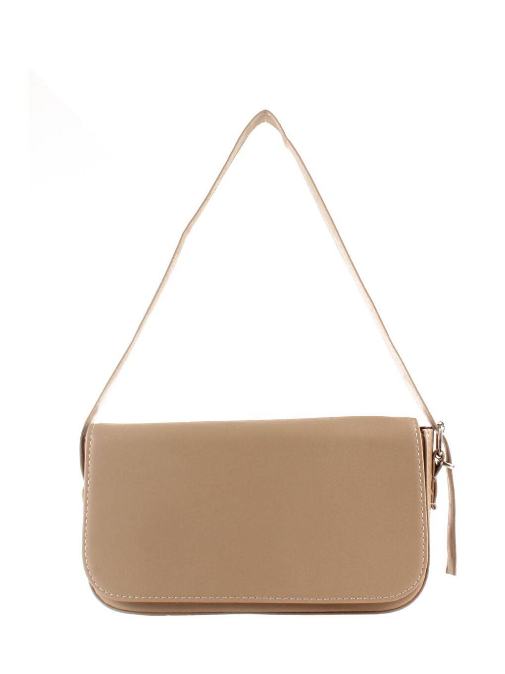 Bej Kadın Kapaklı Kalıp Baget Çanta (10421)-4