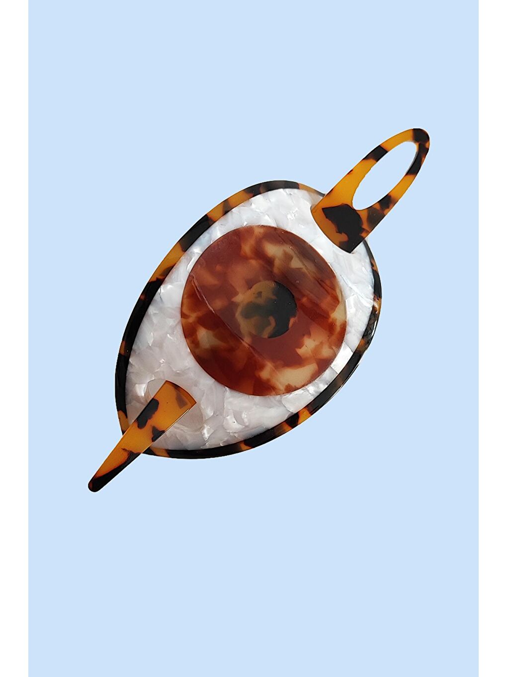 Kahverengi Geçmeli Evils Eye Göz Lüks Asetat Topuz Tokası