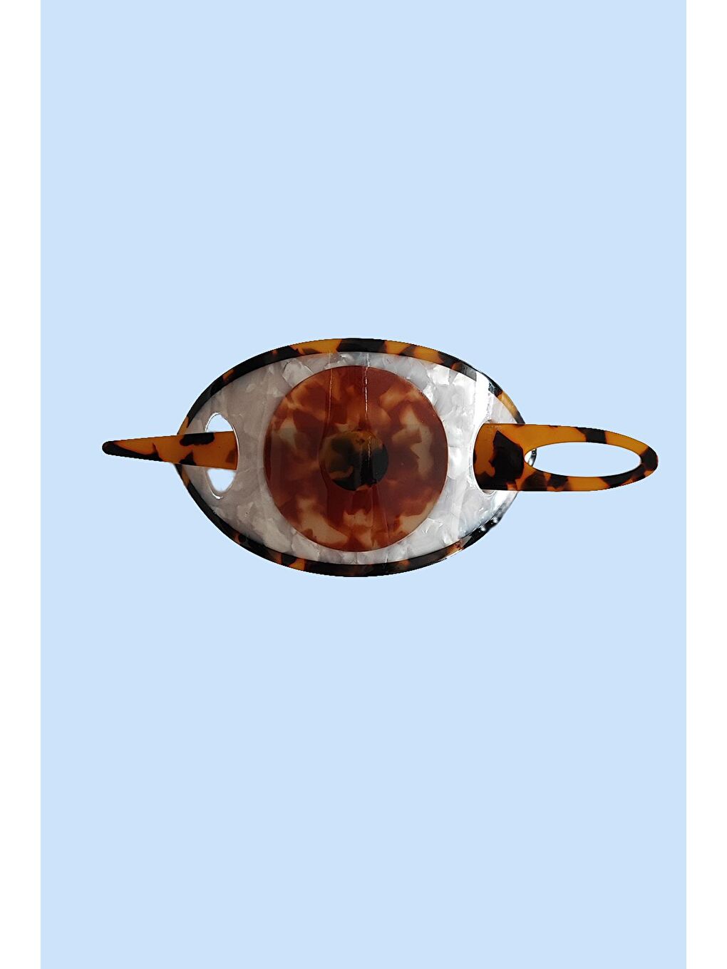 Kahverengi Geçmeli Evils Eye Göz Lüks Asetat Topuz Tokası-1