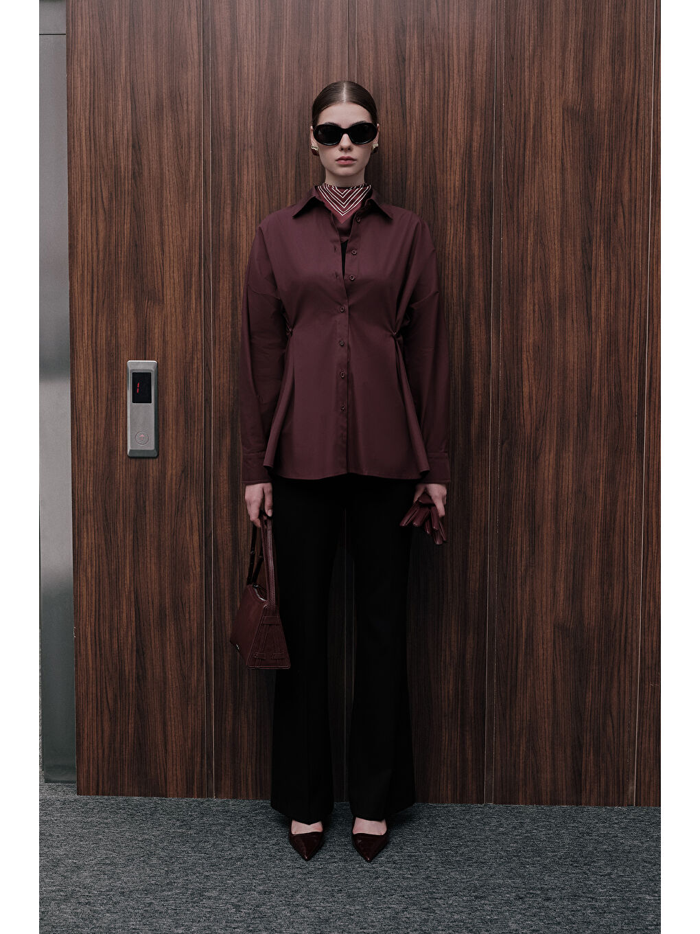 Flare Paça Klasik Pantolon Siyah-2