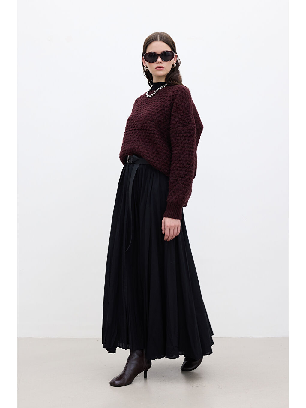 Pılıse Maxı Etek Siyah