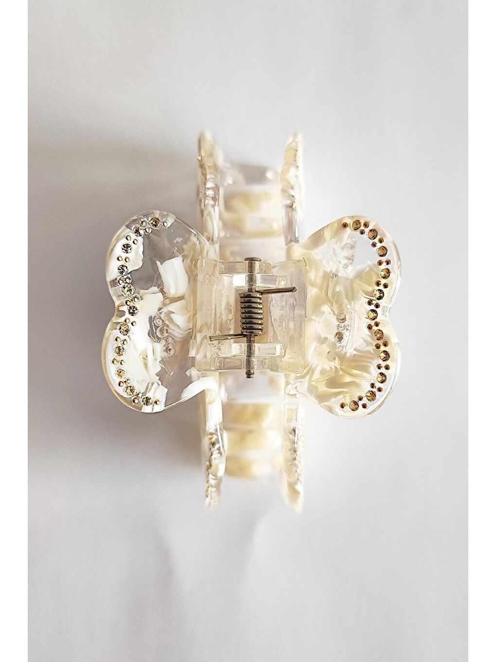 Ekru Gül Rüyası Lüks Asetat Mandal Toka-3